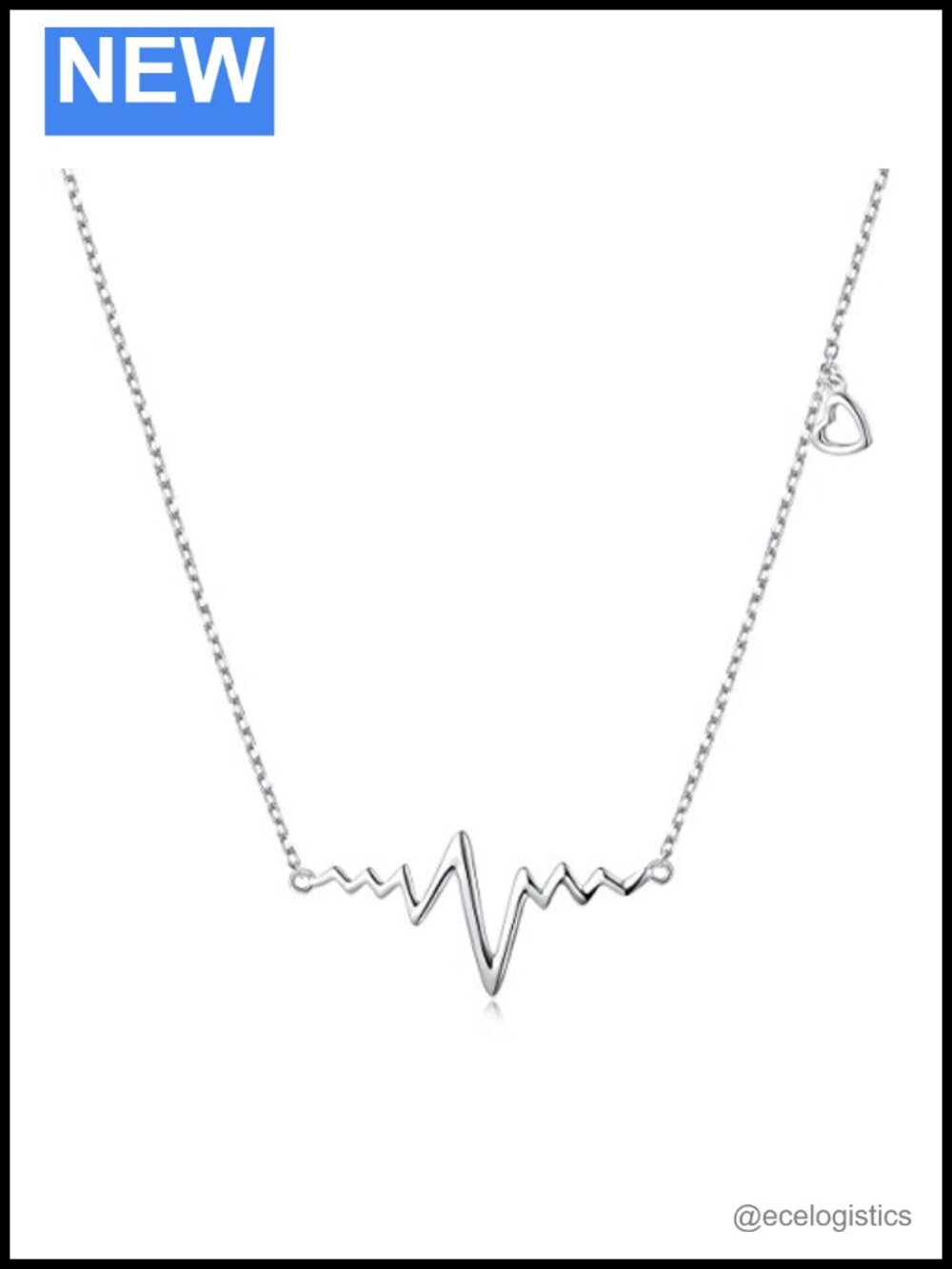 925 Sterling Silver Heartbeat Pendant Necklace Cardiogram EKG Jewelry Gift